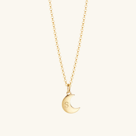 Personalised Moon Necklace Gold